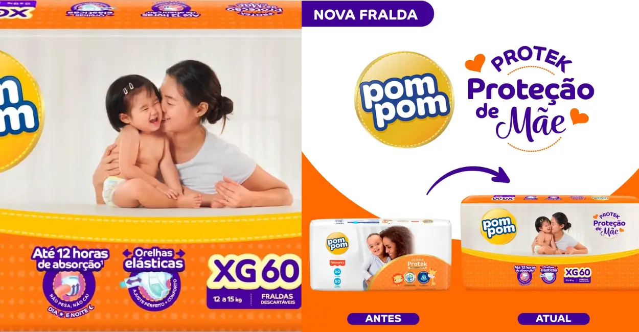 Fralda Infantil Pom Pom Protek Prot. Mae Hiper Xgrande C/60