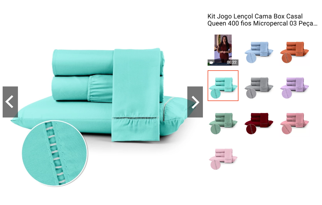 Jogo Lençol Cama Box Casal Queen 400 fios Micropercal 03 Peças Ponto Palito